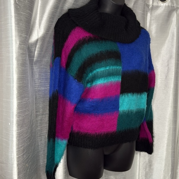 Molly Bracken Acrylic Cowl Neck Colorblock Knit Sweater Women’s XL NWT - Picture 3 of 7